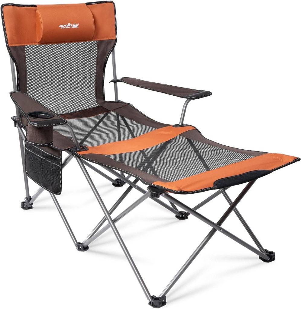 Apollo Walker Reclining Camping Lounge Chair with Footrest